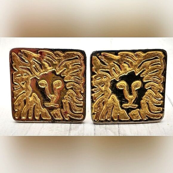 Anne Klein Gold Lion Clip on Earrings Vintage Women's Accessories - Picture 1 of 9